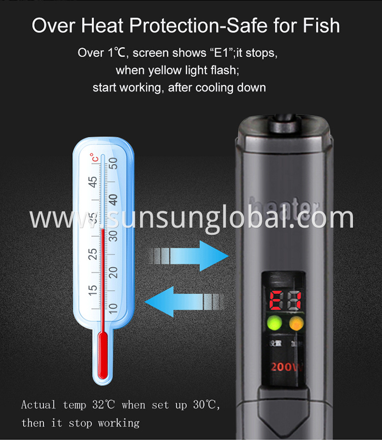 Sunsun 300w Mini Submersible Aquarium Heater Fish Tank